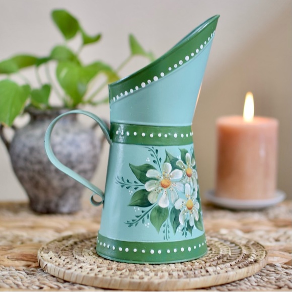 Vintage Handpainted Pitcher Vase, Mid-Century - Picture 5 of 10